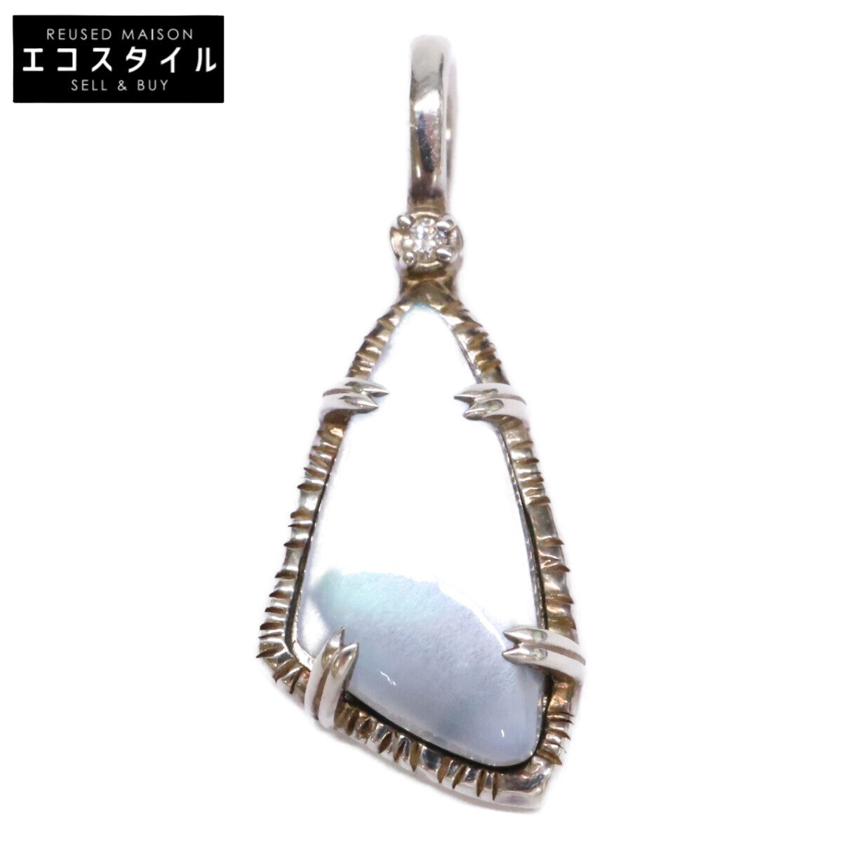 agete アガット 【美品】10244117395 SILVER 0.008 アバロンシェル ムーンストーン ダイヤモンド チャーム