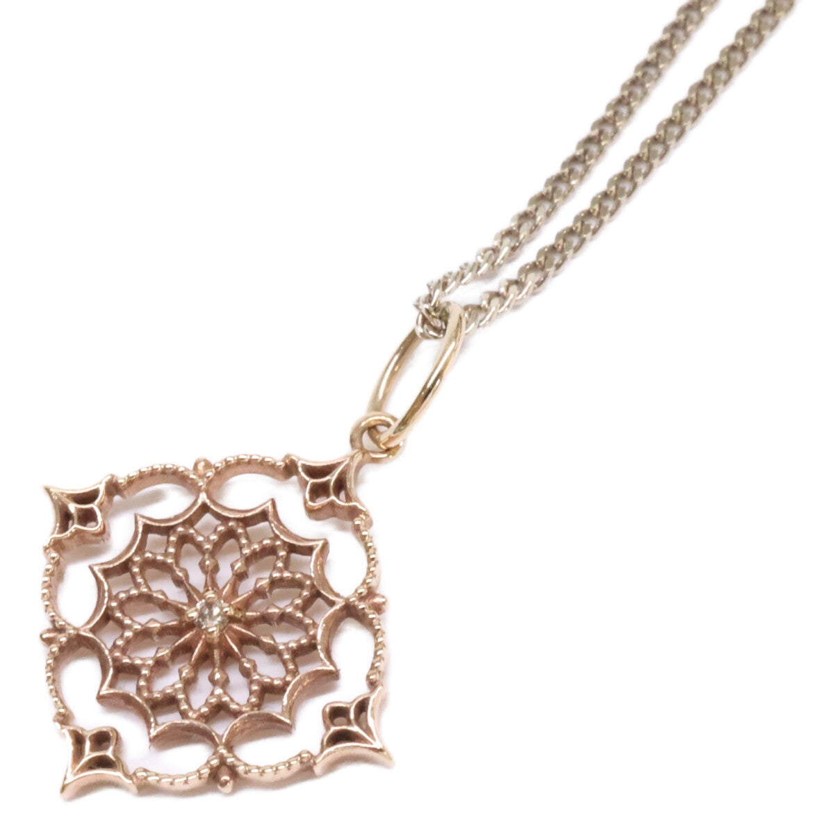 agete アガット 【美品】10153117084-03-999 K10 ダイヤモンドチャーム・SILVER925 チェーン ネックレス