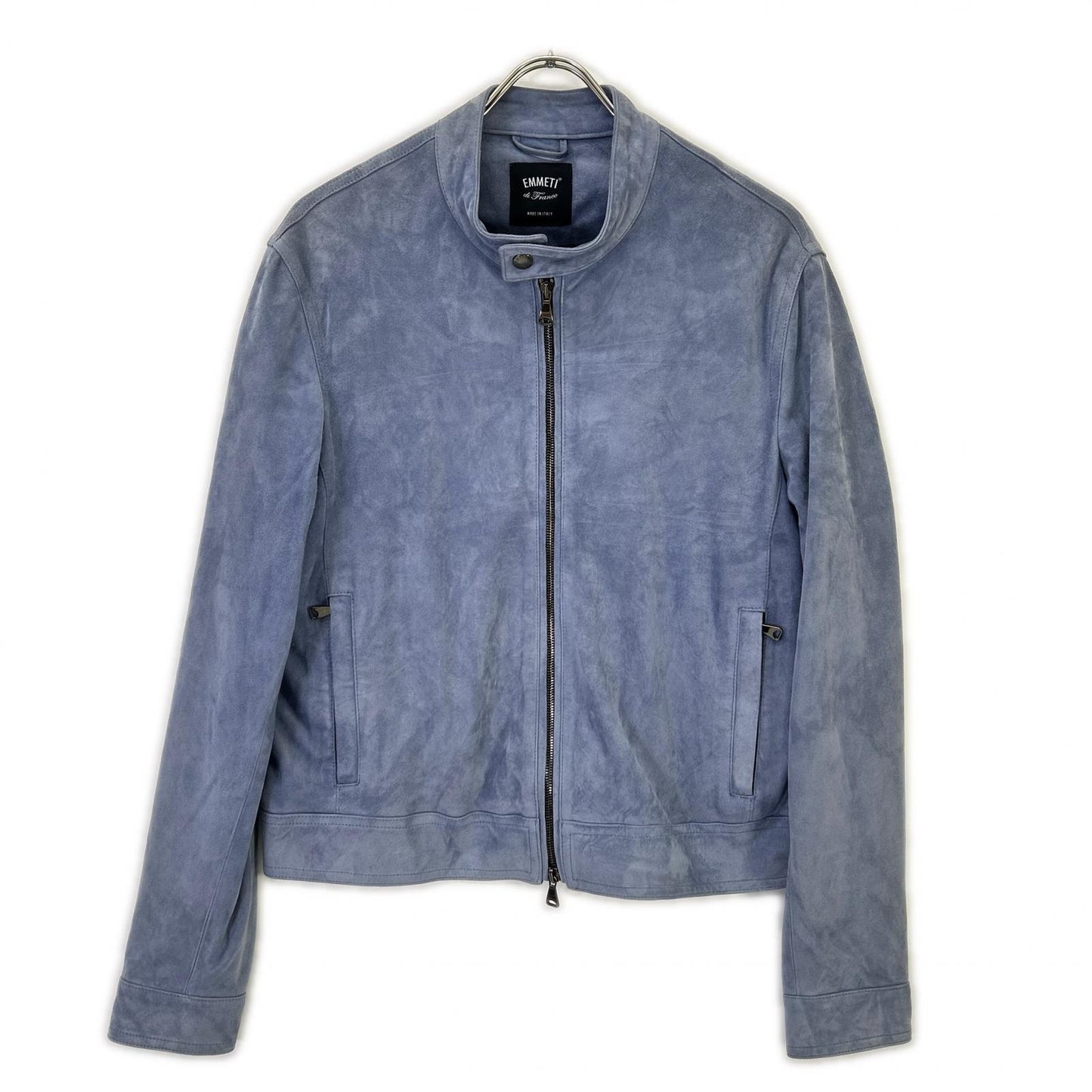 EMMETI エンメティー ブルー JURI GOAT SKIN SUEDE GIAPPONE-074 シングルライダースジャケット ジャケット