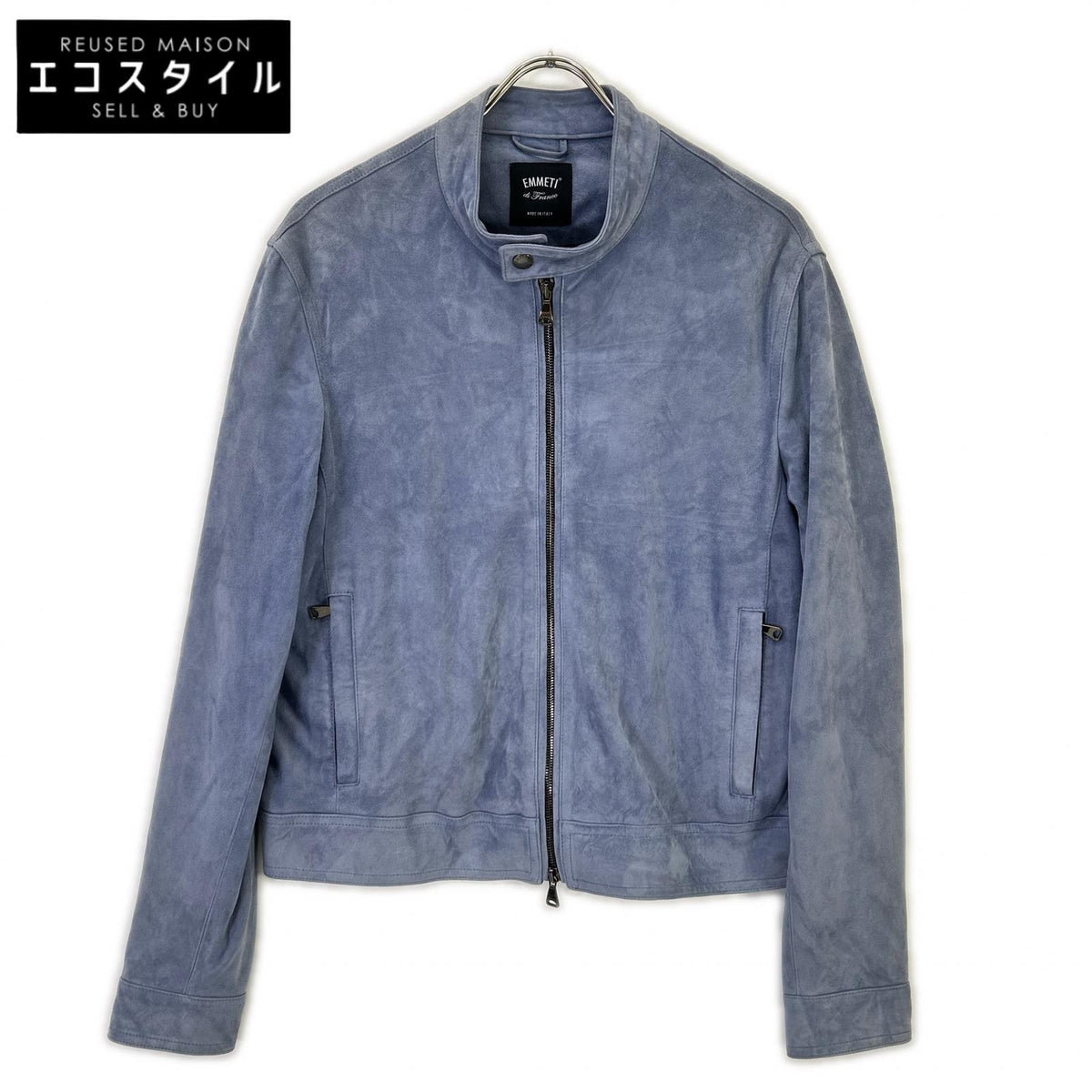 EMMETI Emmeti blue JURI GOAT SKIN SUEDE GIAPPONE-074 single leather riders jacket
