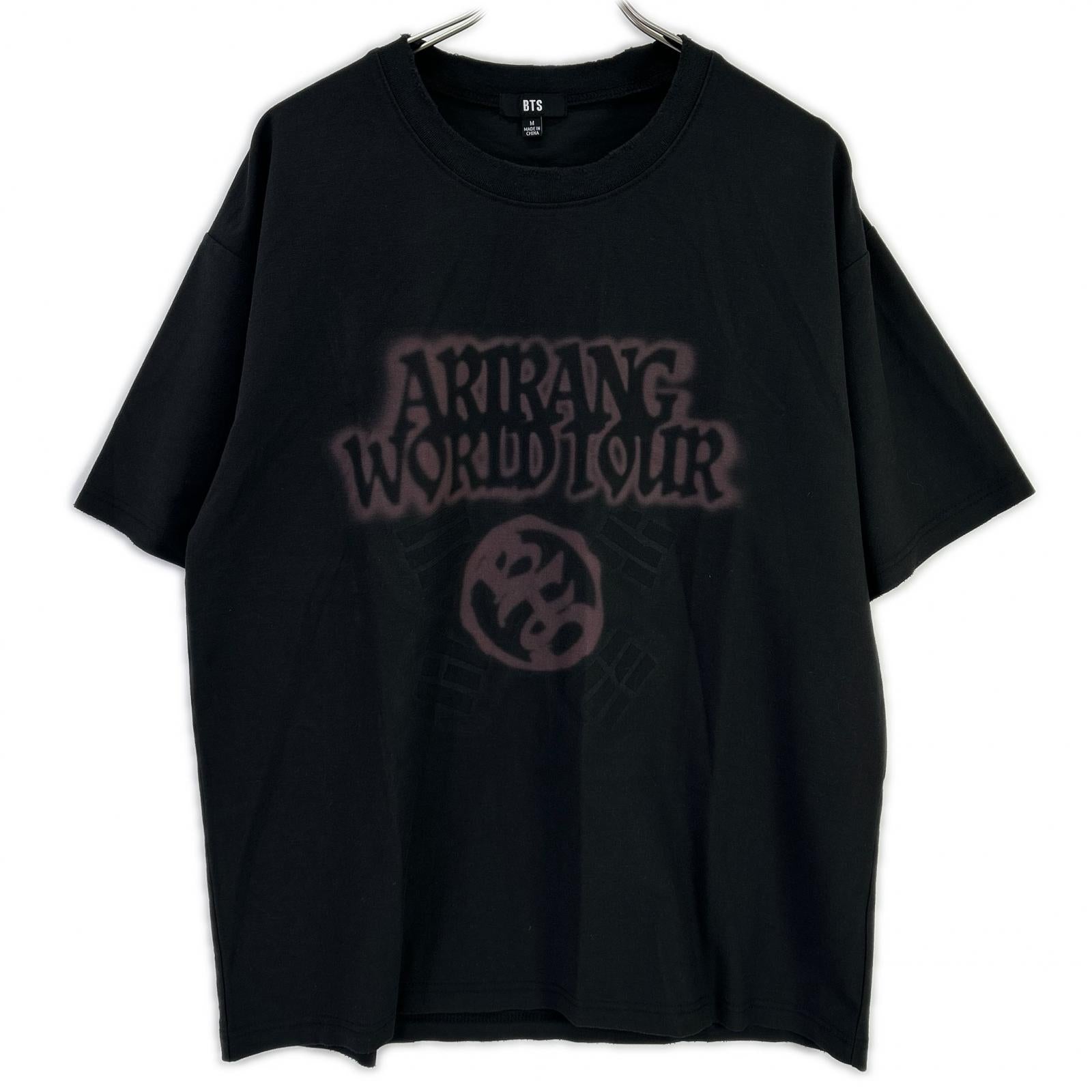 【BTS】ブラック ARIRANG T-SHIRT KOREA ヴィンテージ加工Tシャツ トップス