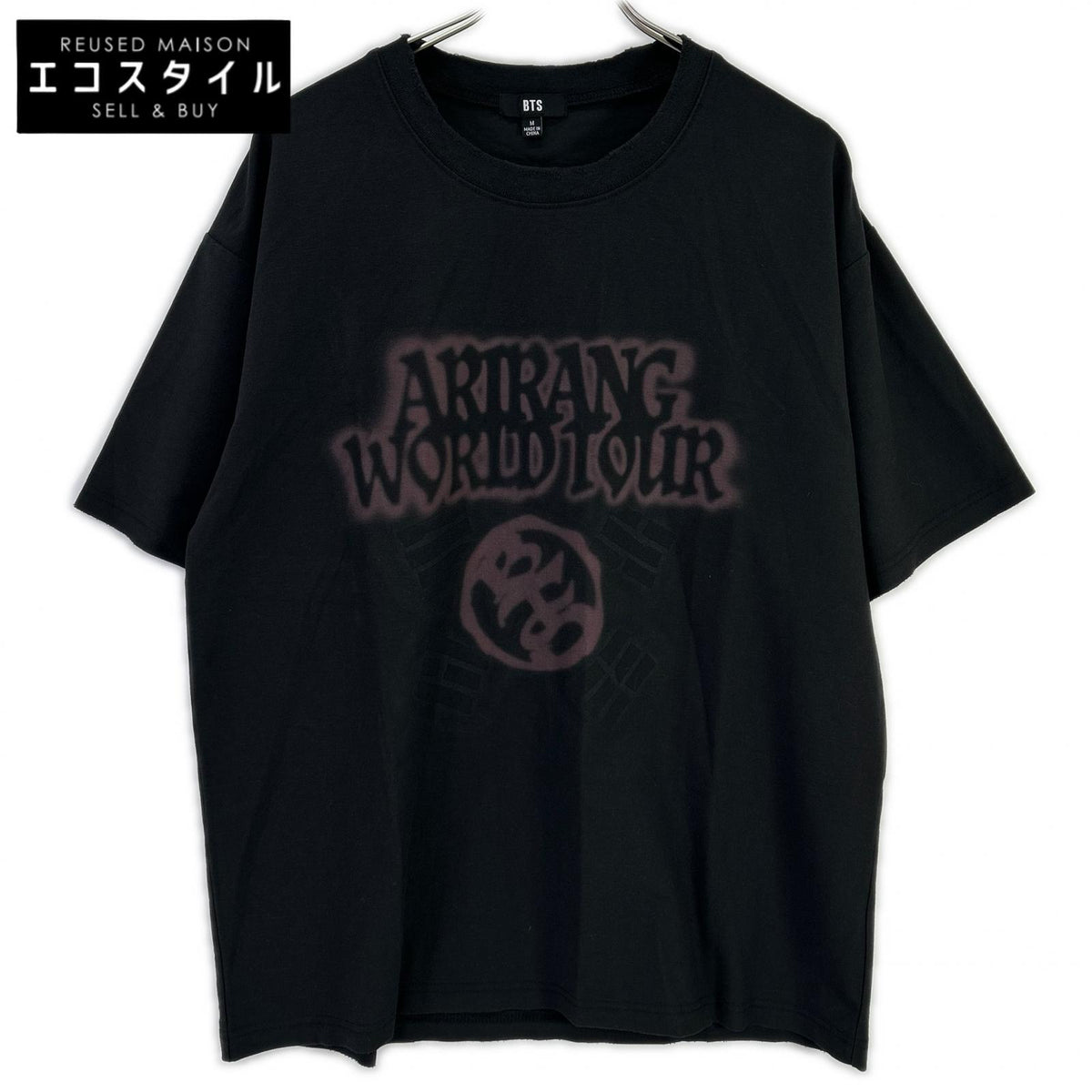 【BTS】black ARIRANG T-SHIRT KOREA vintage-finish T-shirt top