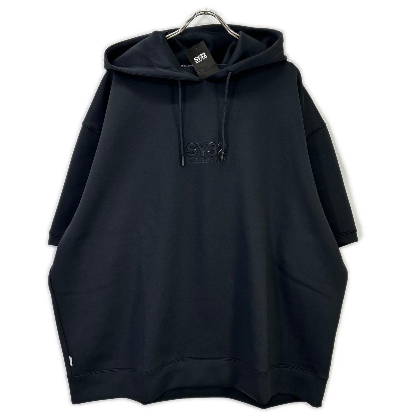 SY32 by SWEET YEARS エスワイサーティトゥーバイスウィートイヤーズ ブラック 15061DF DOUBLE KNIT EMBROIDERY LOGO HOODIE トップス