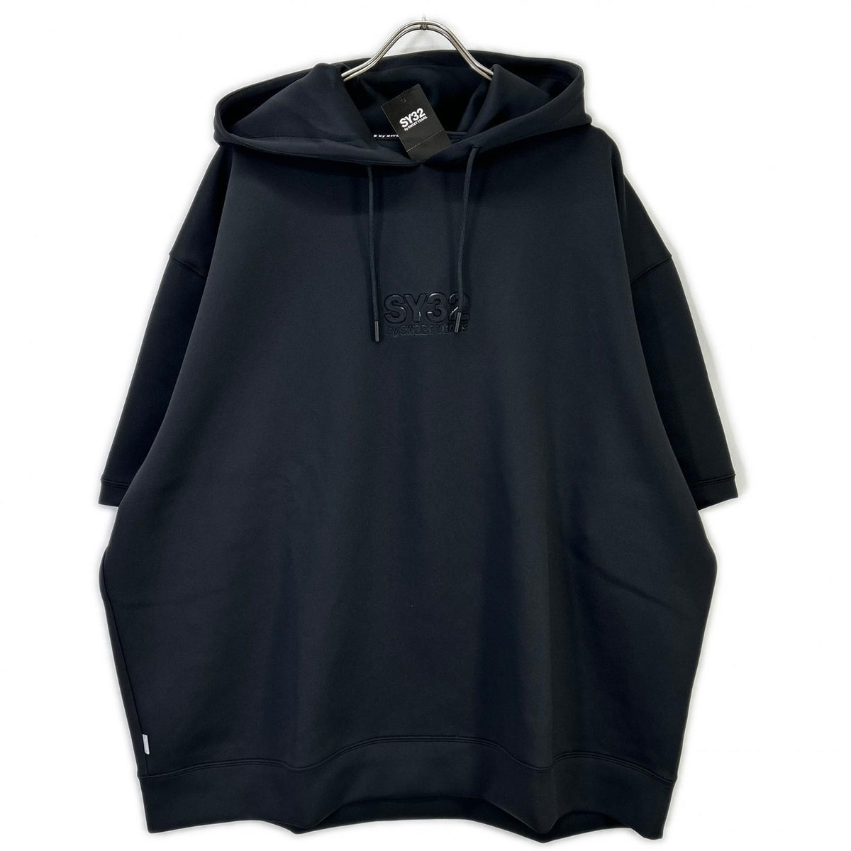 SY32 by SWEET YEARS エスワイサーティトゥーバイスウィートイヤーズ ブラック 15061DF DOUBLE KNIT EMBROIDERY LOGO HOODIE トップス