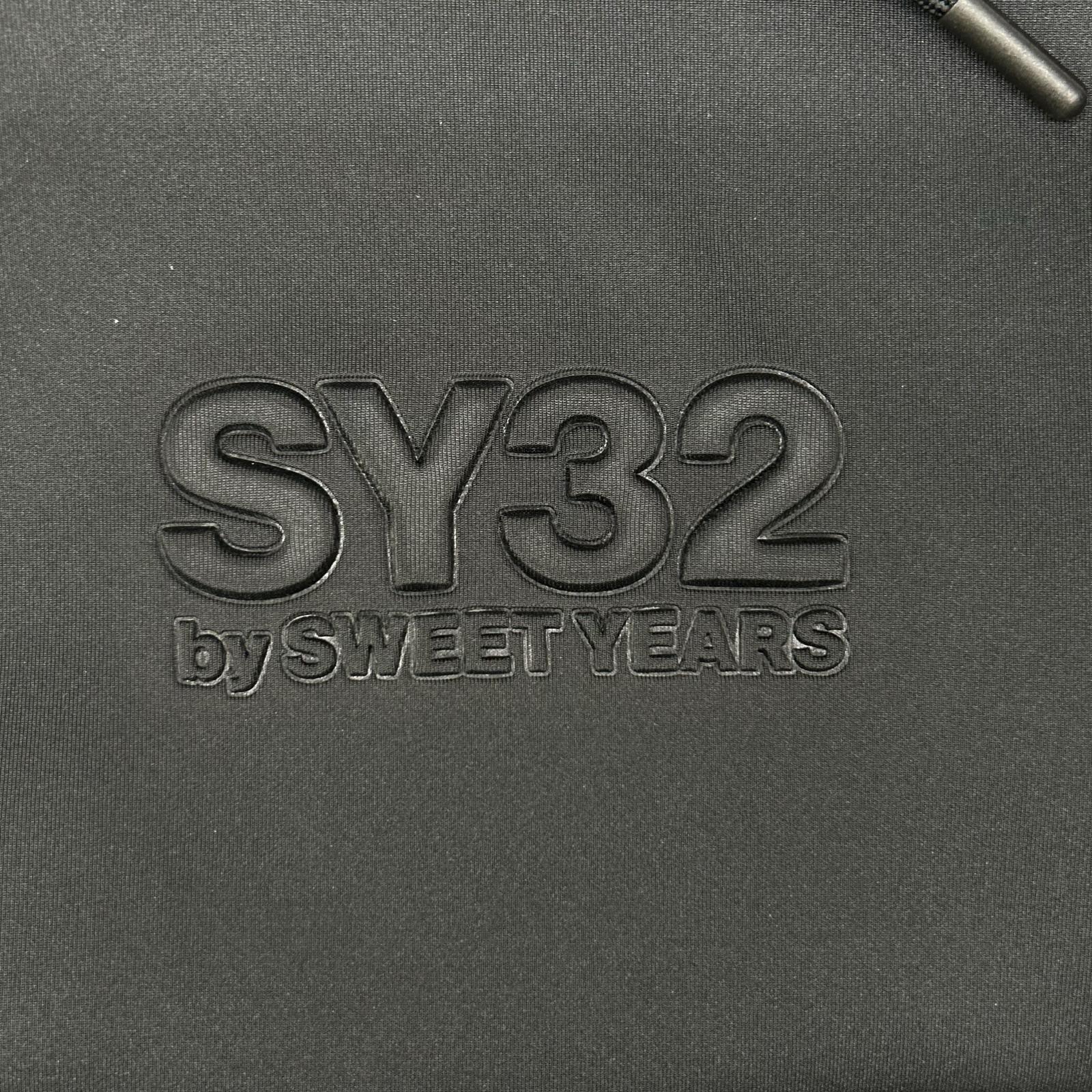 SY32 by SWEET YEARS エスワイサーティトゥーバイスウィートイヤーズ ブラック 15061DF DOUBLE KNIT EMBROIDERY LOGO HOODIE トップス