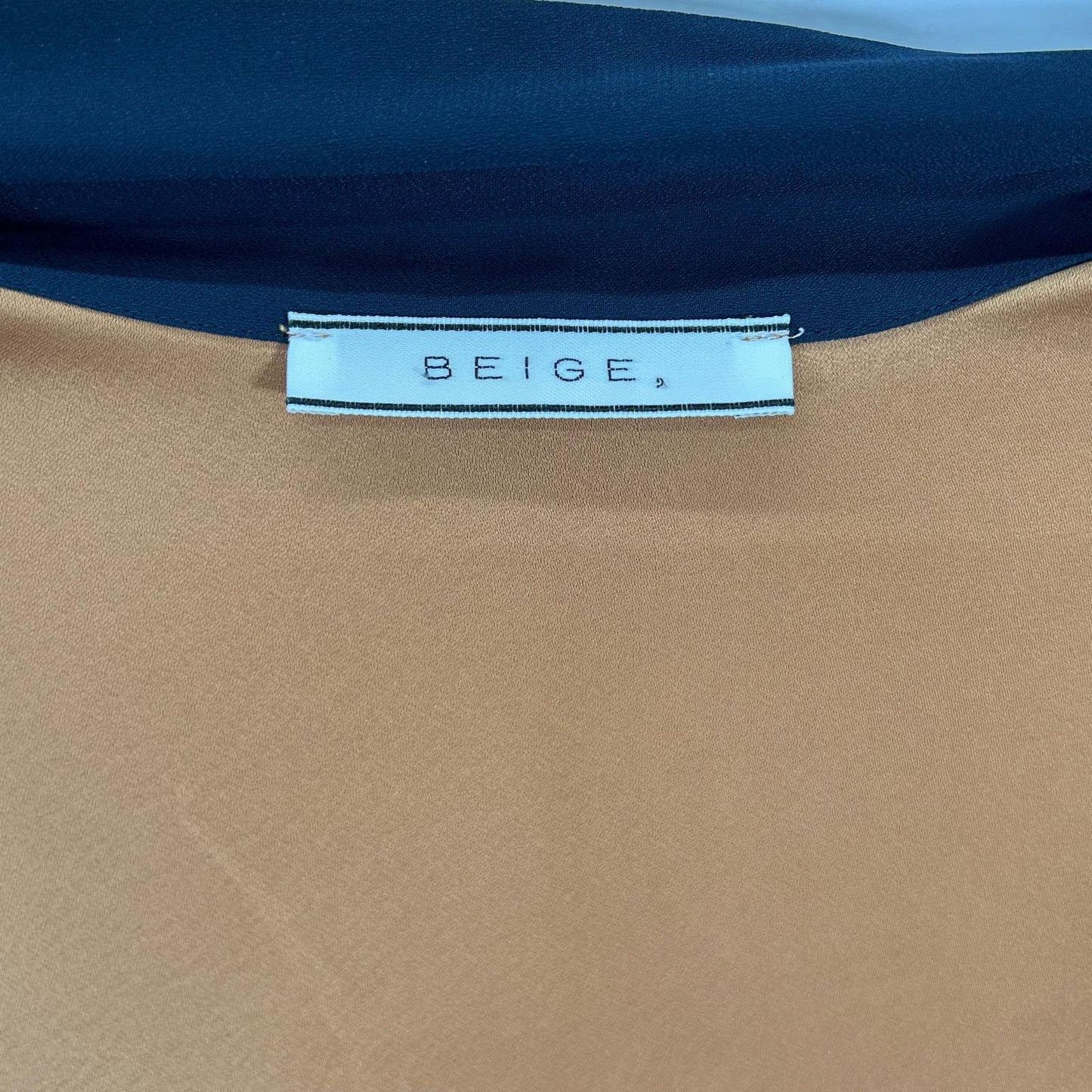 BEIGE ベイジ ブラウン×ネイビー MAKALU ボウタイブラウス トップス
