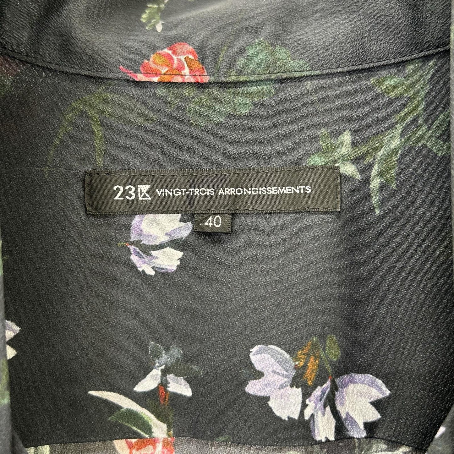 23区 23区 ブラック 花柄 フラワー ×mi-mollet ボウタイ 前開き ワンピース 大草直子コラボ ワンピース