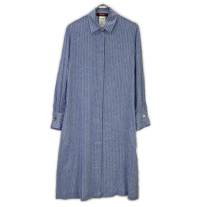 MAXMARA STUDIO マックスマーラスタジオ 24162211526 ブルー シルク ストライプ シャツワンピース ワンピース