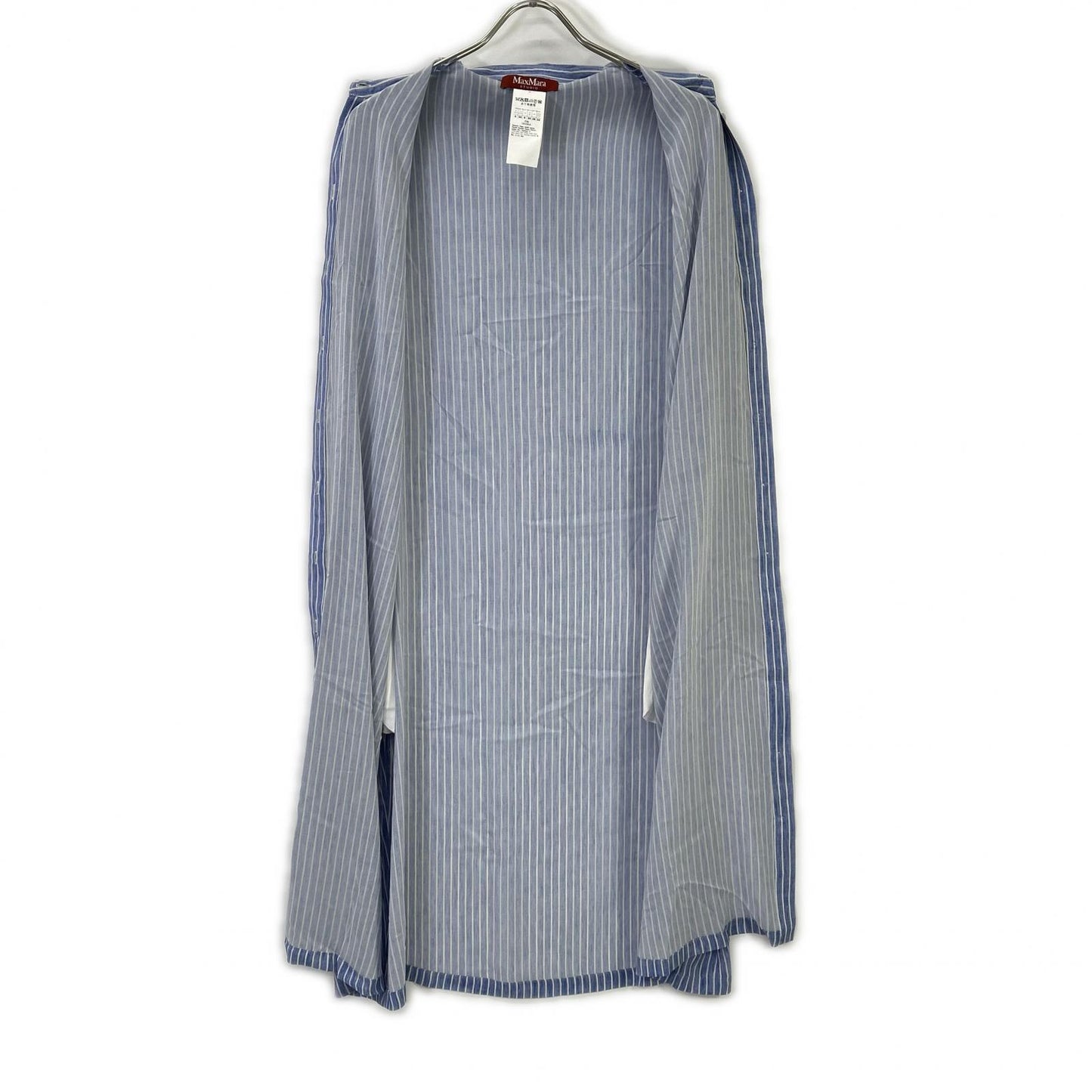 MAXMARA STUDIO マックスマーラスタジオ 24162211526 ブルー シルク ストライプ シャツワンピース ワンピース