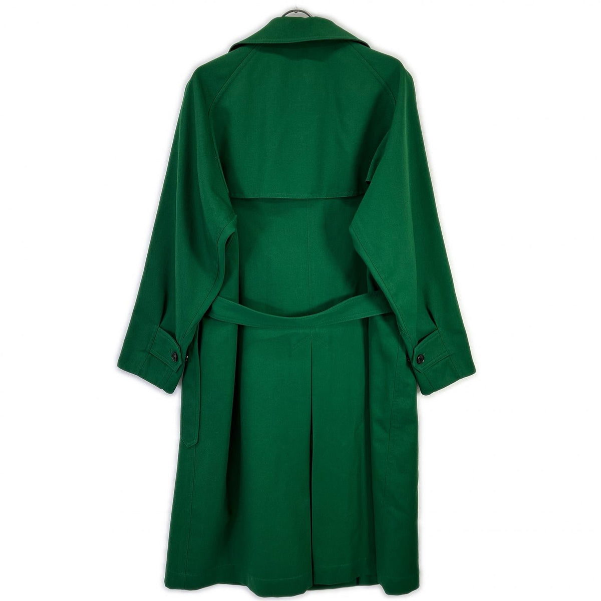 CABaN green wool gabardine long trench coat