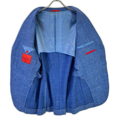 ISAIA イザイア SAILOR ブルー ウールシルクリネン 段返り 3B シングル ジャケット ジャケット