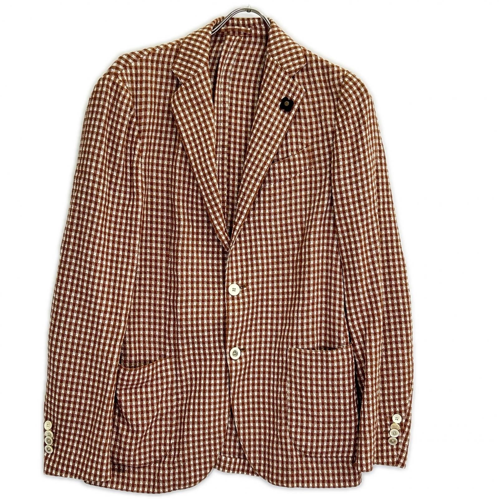 LARDINI ラルディーニ JG32903Q コットンリネン チェック シングル 3B 段返り ジャケット ジャケット