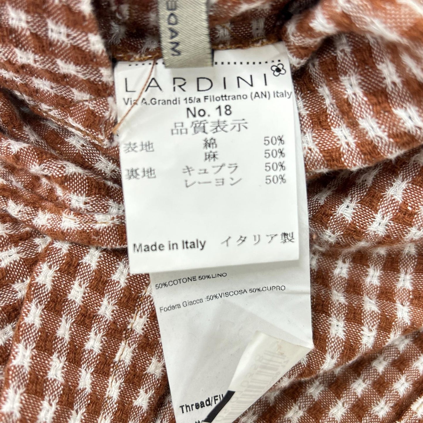 LARDINI ラルディーニ JG32903Q コットンリネン チェック シングル 3B 段返り ジャケット ジャケット