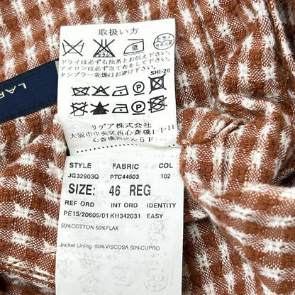 LARDINI ラルディーニ JG32903Q コットンリネン チェック シングル 3B 段返り ジャケット ジャケット