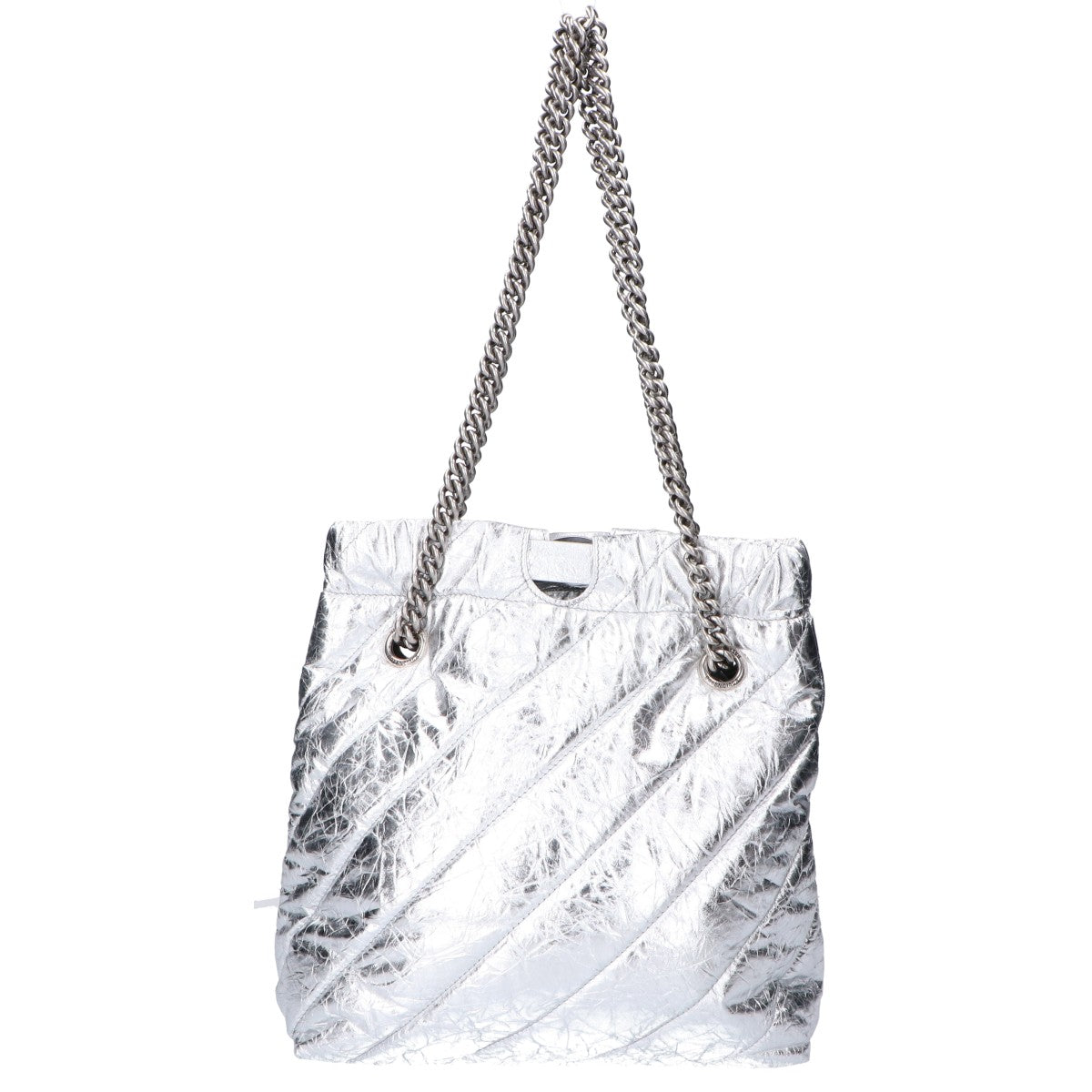 BALENCIAGA バレンシアガ 742942 メタリックカーフ シルバー クラッシュ XS トート トートバッグ