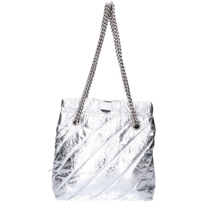 BALENCIAGA バレンシアガ 742942 メタリックカーフ シルバー クラッシュ XS トート トートバッグ