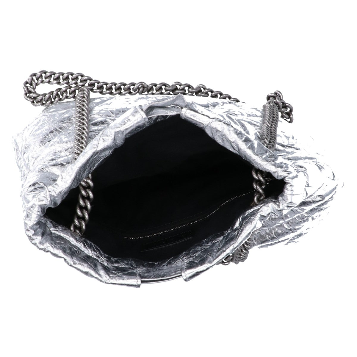 BALENCIAGA バレンシアガ 742942 メタリックカーフ シルバー クラッシュ XS トート トートバッグ