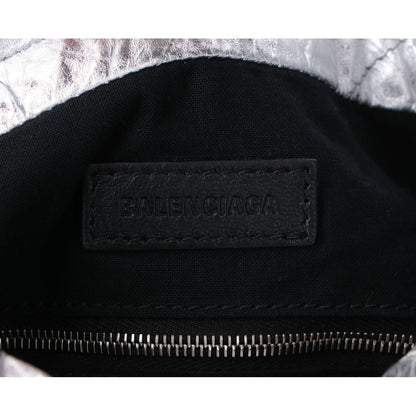 BALENCIAGA バレンシアガ 742942 メタリックカーフ シルバー クラッシュ XS トート トートバッグ