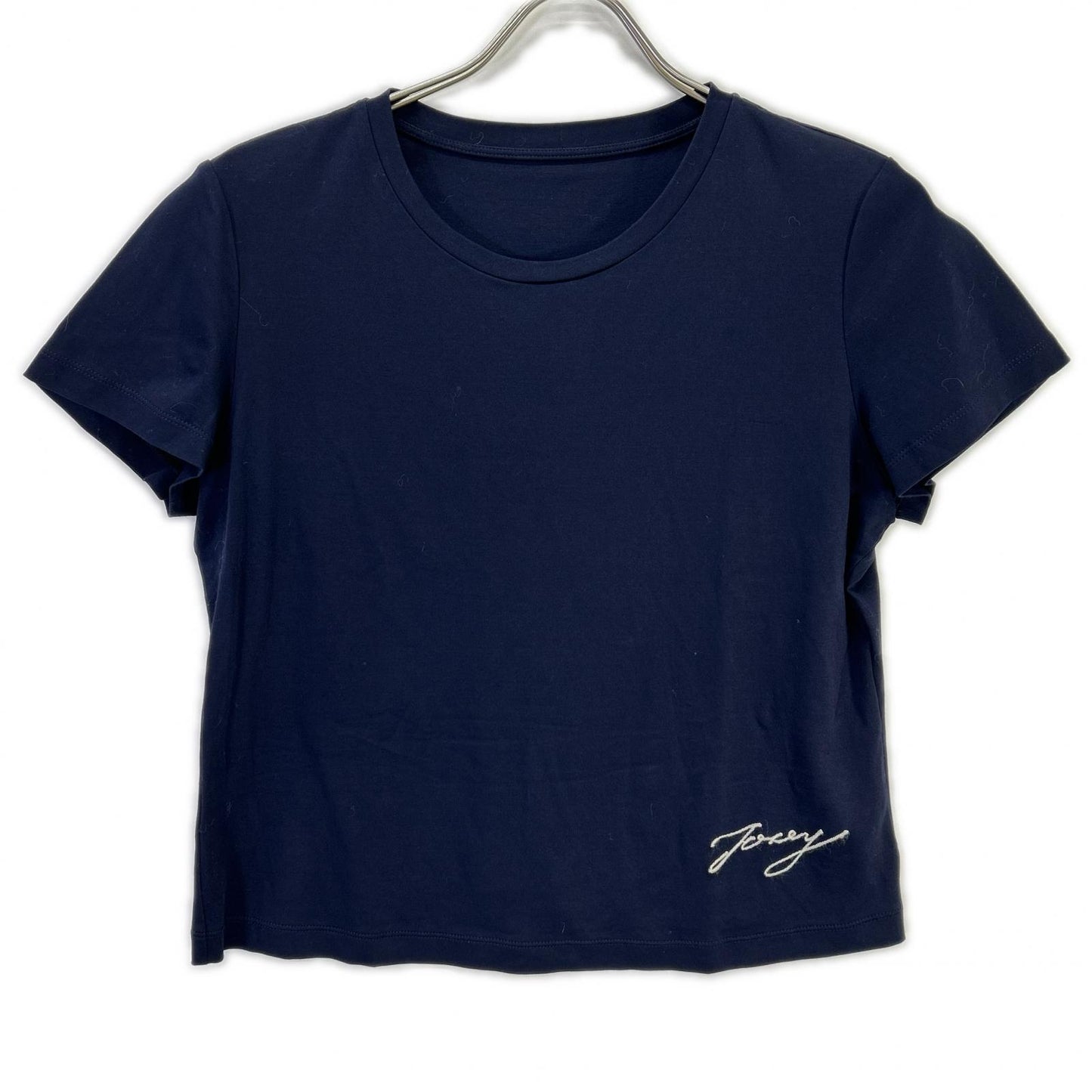 FOXEY フォクシー ネイビー ロゴ刺繍 クルーネック Tシャツ トップス