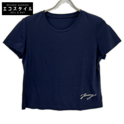 FOXEY フォクシー ネイビー ロゴ刺繍 クルーネック Tシャツ トップス