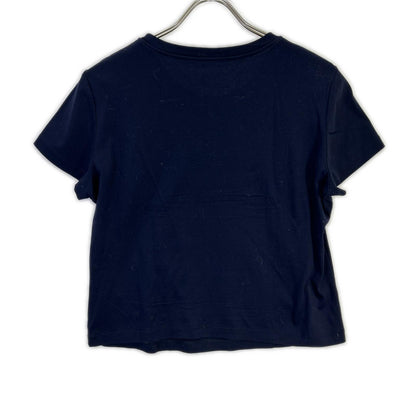 FOXEY フォクシー ネイビー ロゴ刺繍 クルーネック Tシャツ トップス