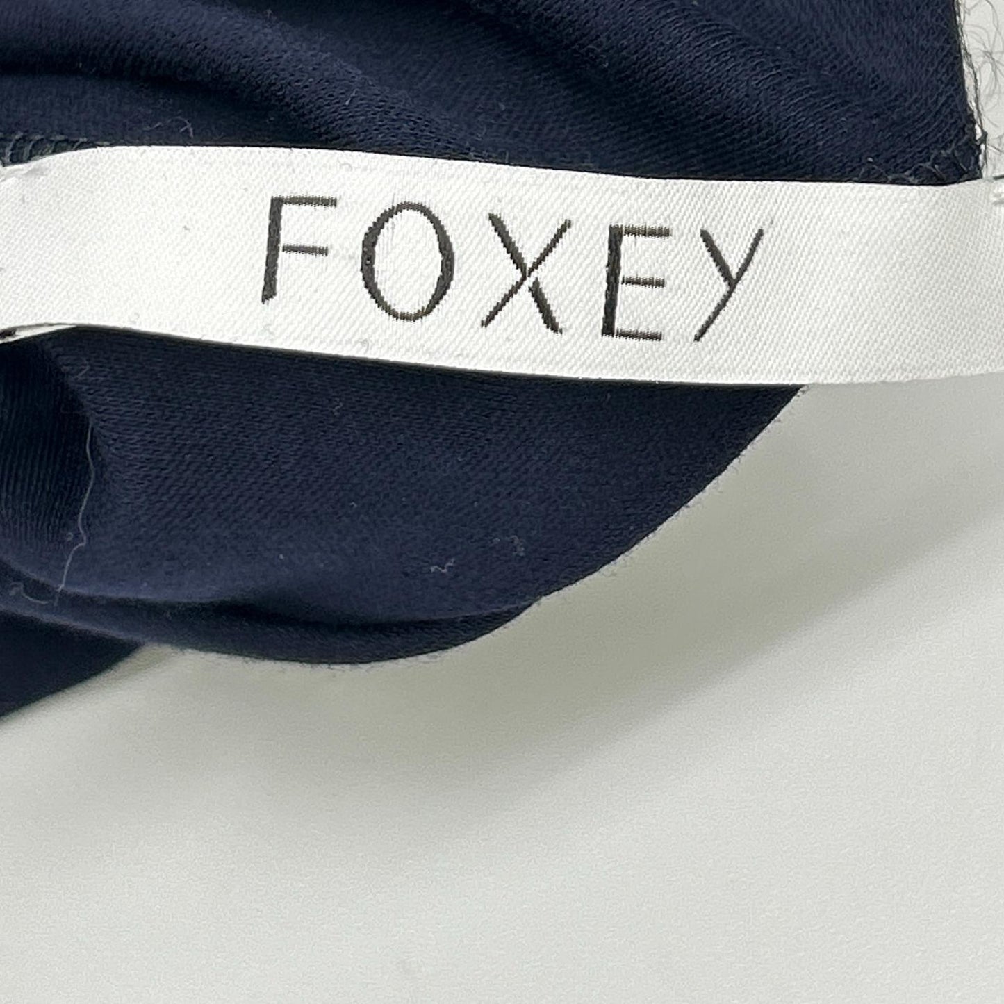 FOXEY フォクシー ネイビー ロゴ刺繍 クルーネック Tシャツ トップス