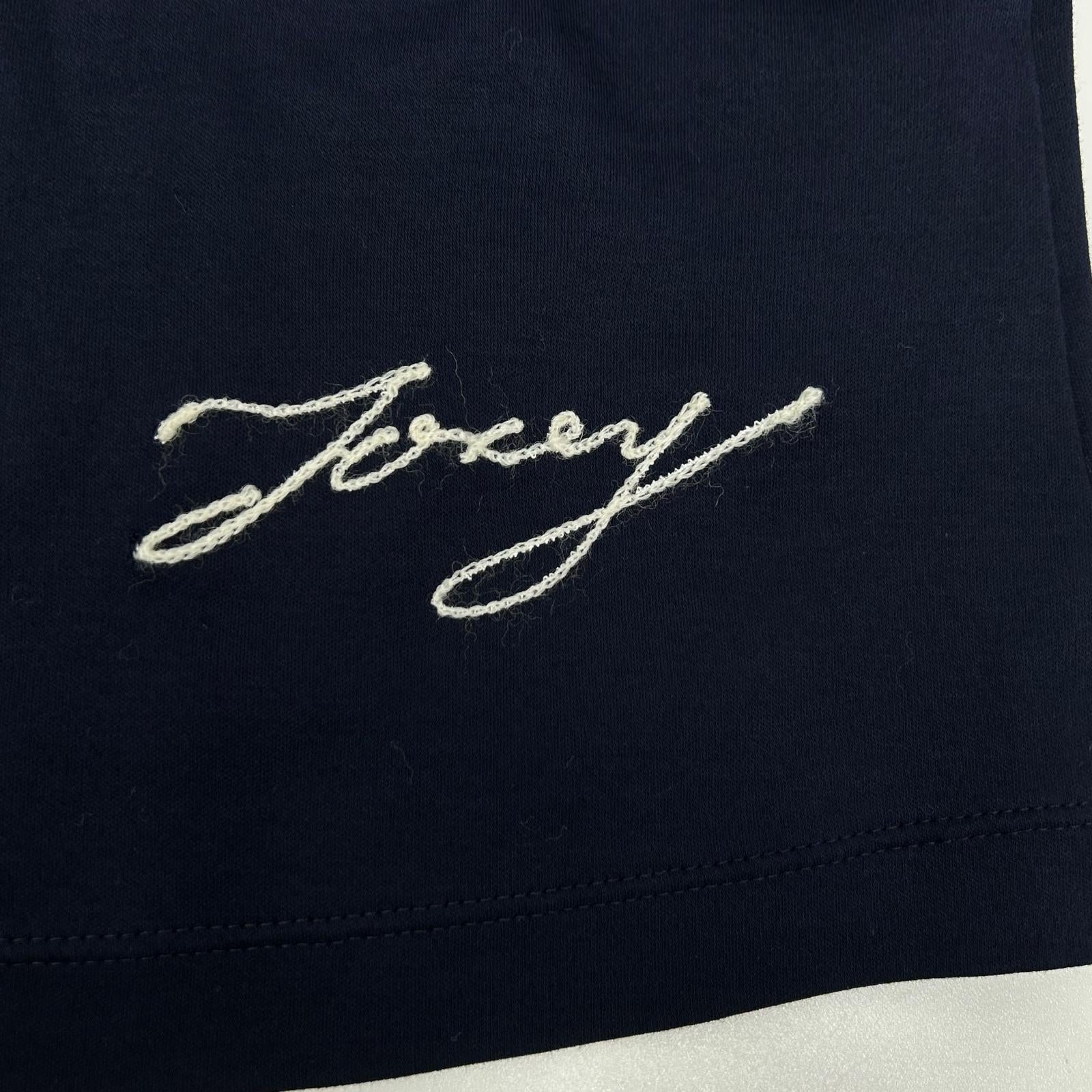 FOXEY フォクシー ネイビー ロゴ刺繍 クルーネック Tシャツ トップス