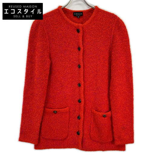 GUCCI GUCCI 257.5055.7948 Vintage Red Alpaca-Wool Mohair Cardigan Top