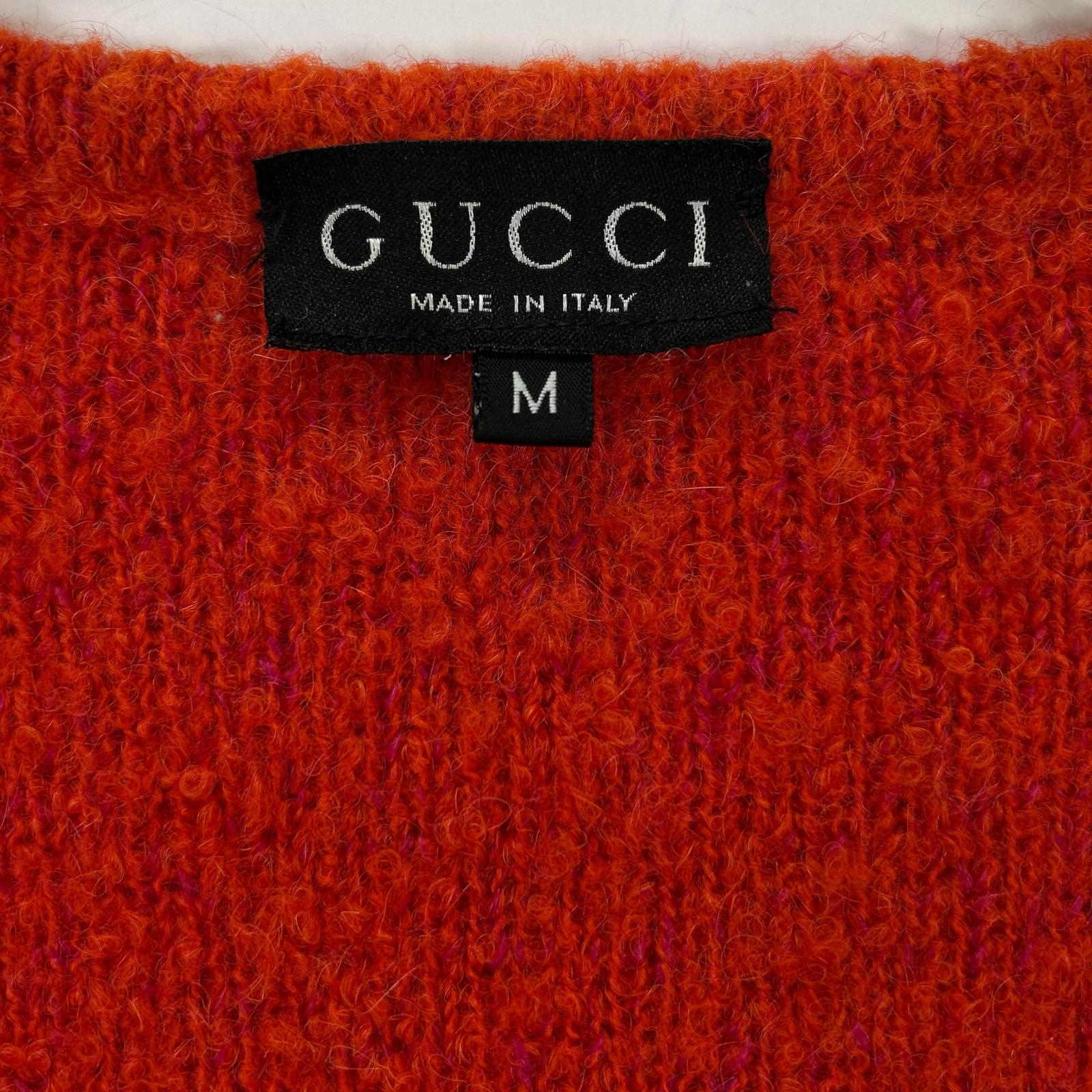 GUCCI グッチ 257.5055.7948 オールド レッド アルパカウール モヘア カーディガン トップス