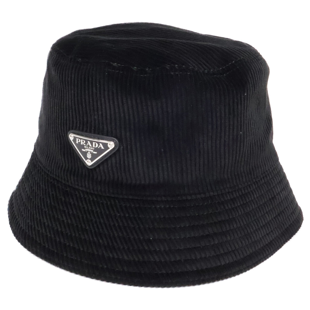 PRADA プラダ 【美品】2HC137 13I4 トライアングルロゴ コーデュロイ バケットハット 帽子