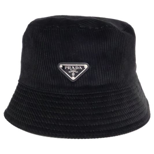 PRADA プラダ 【美品】2HC137 13I4 トライアングルロゴ コーデュロイ バケットハット 帽子