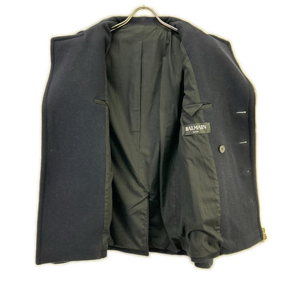 BALMAIN バルマン W8H3098T388 ネイビー ウール ダブル ピーコート コート