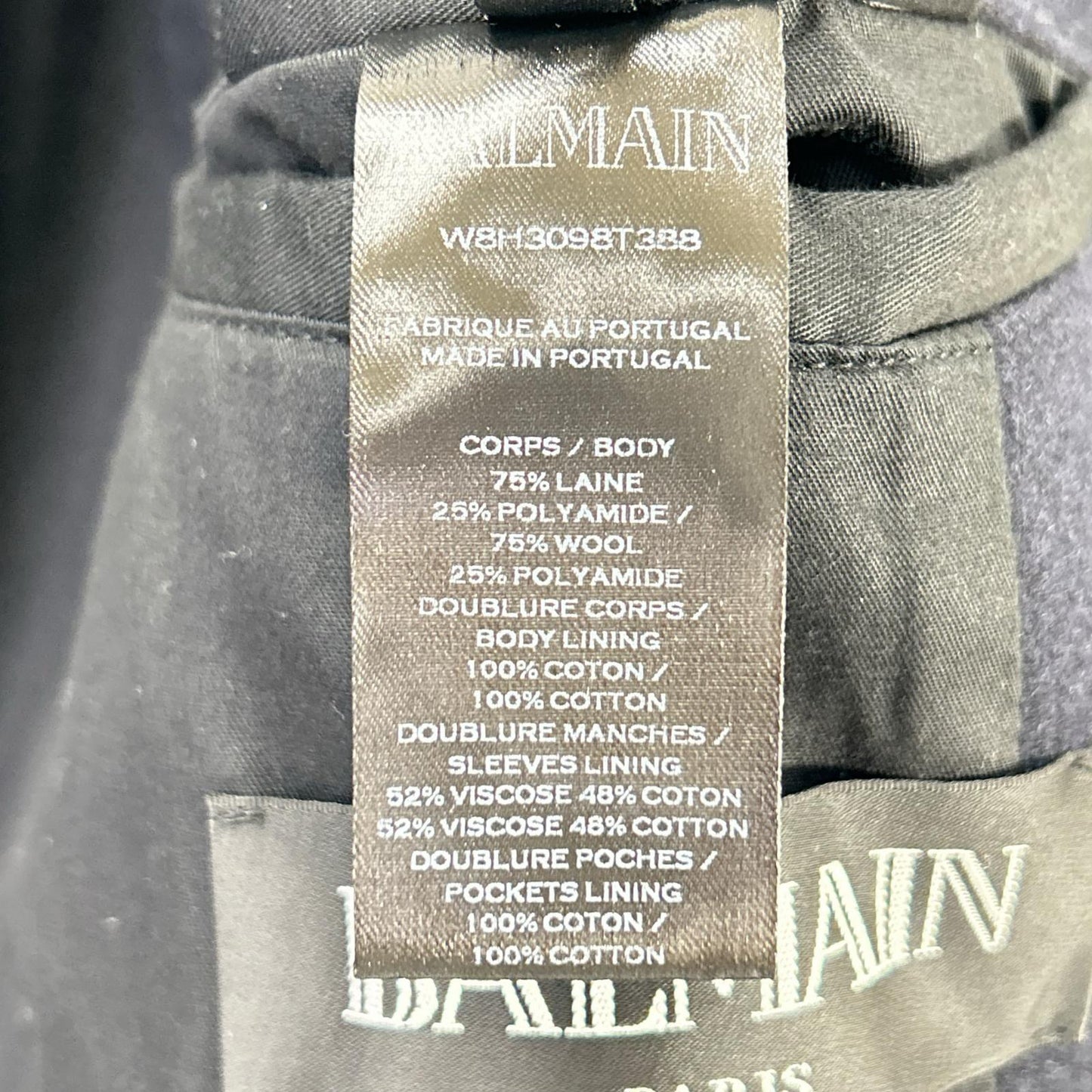 BALMAIN バルマン W8H3098T388 ネイビー ウール ダブル ピーコート コート