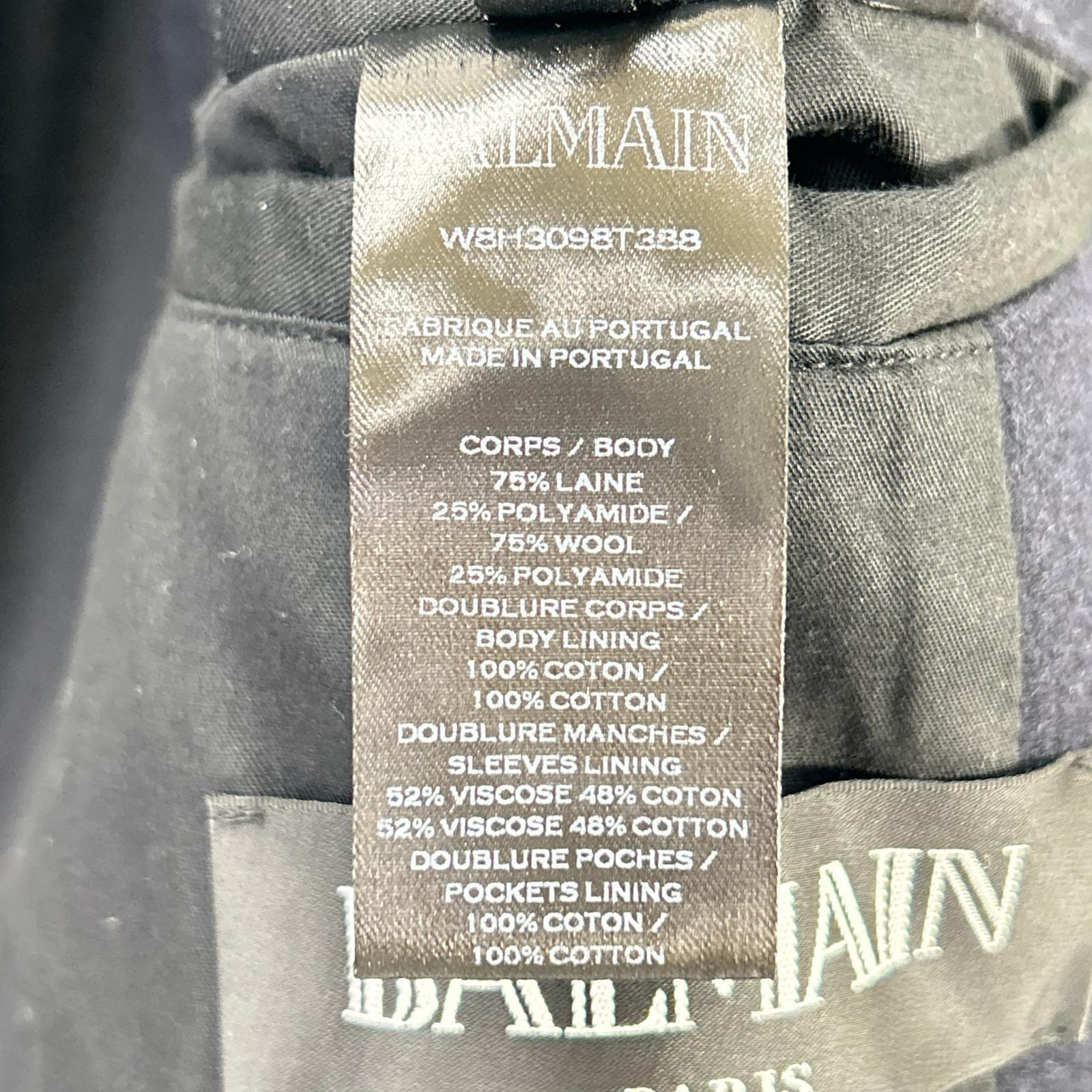BALMAIN バルマン W8H3098T388 ネイビー ウール ダブル ピーコート コート