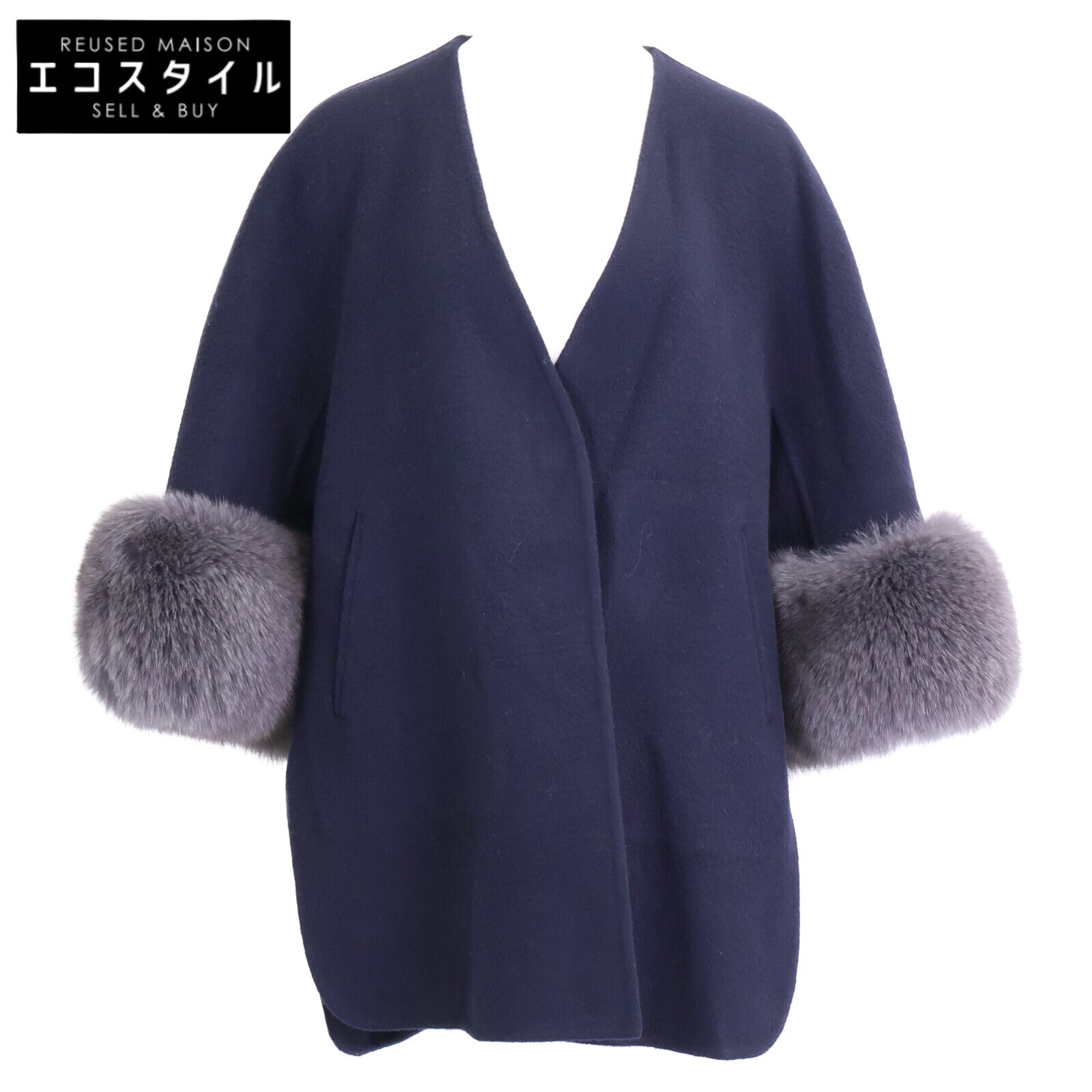 DRAWER ドゥロワー 【美品/25年製】6522-2-000014 ウールケヌキ フォックスファー スリーブ ノーカラージャケット ジャケット