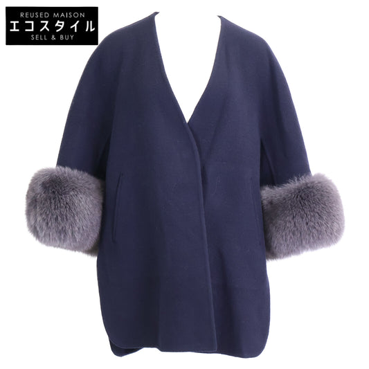 DRAWER Drawer [Excellent condition/2025 model] 6522-2-000014 Wool boiled-finish collarless jacket with fox-fur sleeves