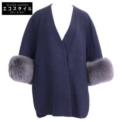 DRAWER ドゥロワー 【美品/25年製】6522-2-000014 ウールケヌキ フォックスファー スリーブ ノーカラージャケット ジャケット