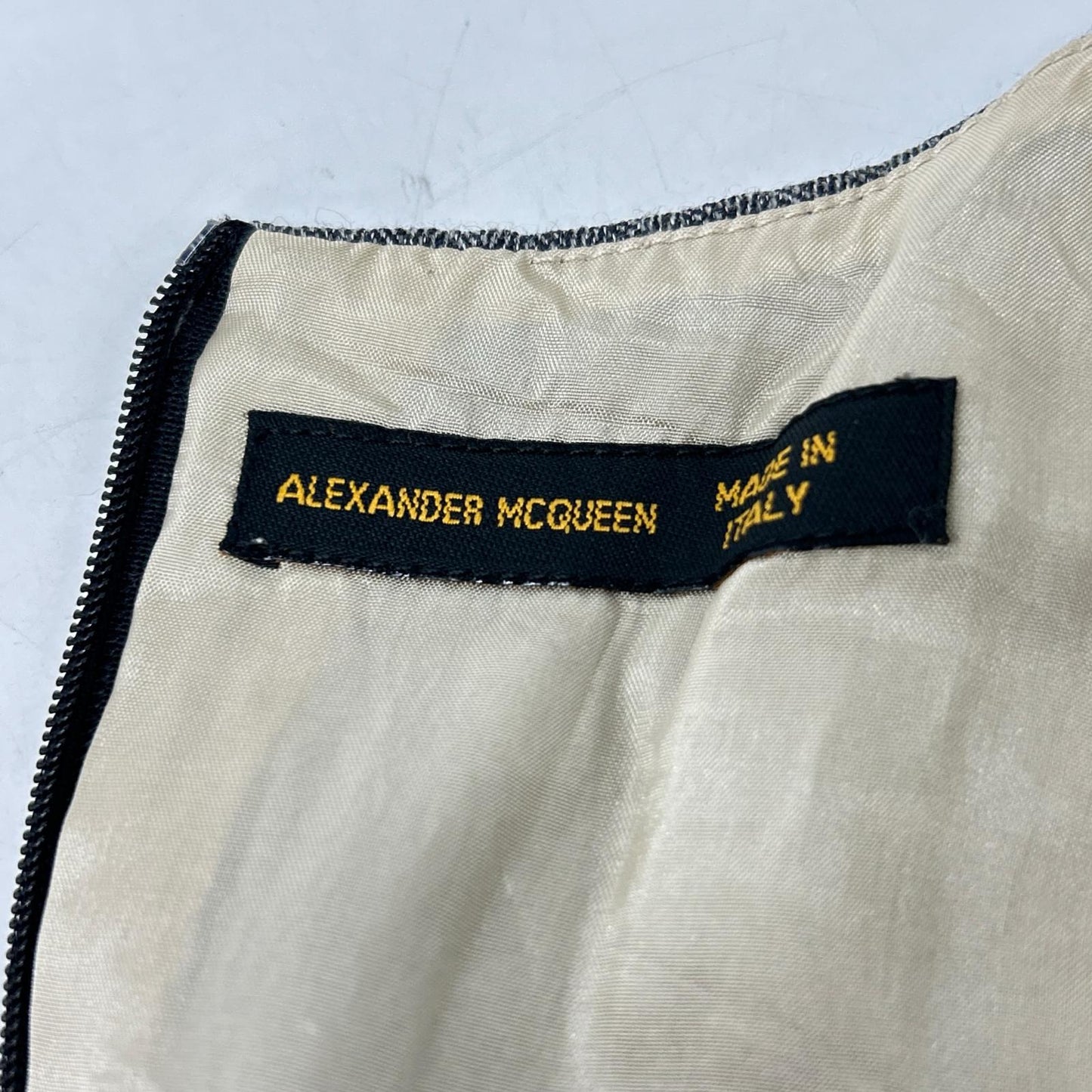 ALEXANDER McQUEEN アレキサンダーマックイーン 98年 グレー ウール ヘリンボーン ドレスワンピース ワンピース
