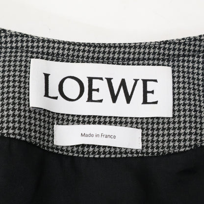 LOEWE ロエベ 17172052100 グレー ウール 千鳥格子柄 ベルト付き ノーカラージャケット ジャケット