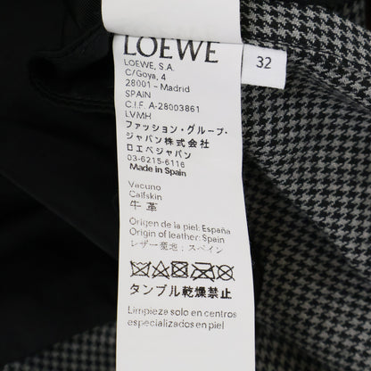 LOEWE ロエベ 17172052100 グレー ウール 千鳥格子柄 ベルト付き ノーカラージャケット ジャケット