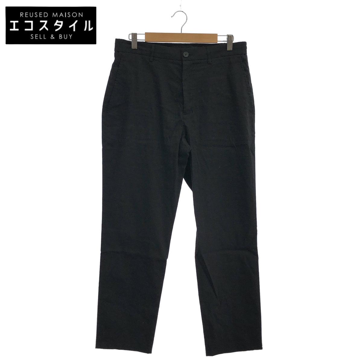 Theory セオリー 26SS 02-6106010 Black Stretch Linen Semi-Tapered Pants Bottoms