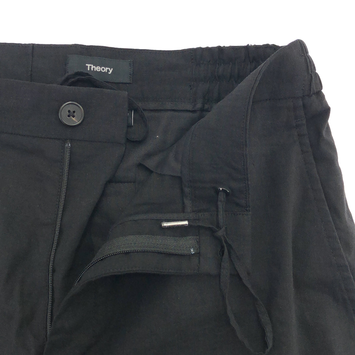 Theory セオリー 26SS 02-6106010 Black Stretch Linen Semi-Tapered Pants Bottoms