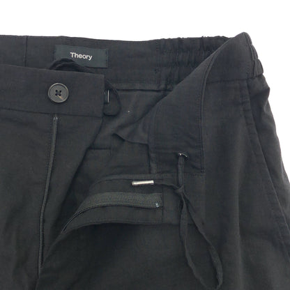 Theory セオリー 26SS 02-6106010 Black Stretch Linen Semi-Tapered Pants Bottoms