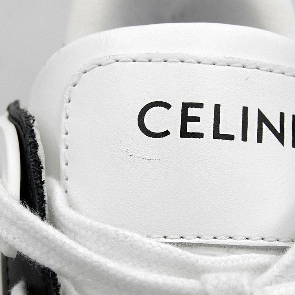 CELINE セリーヌ 美品 レースアップ ロースニーカー シューズ メンズ ホワイト×ブラック 28.0cm CT-07 23年 シューズ