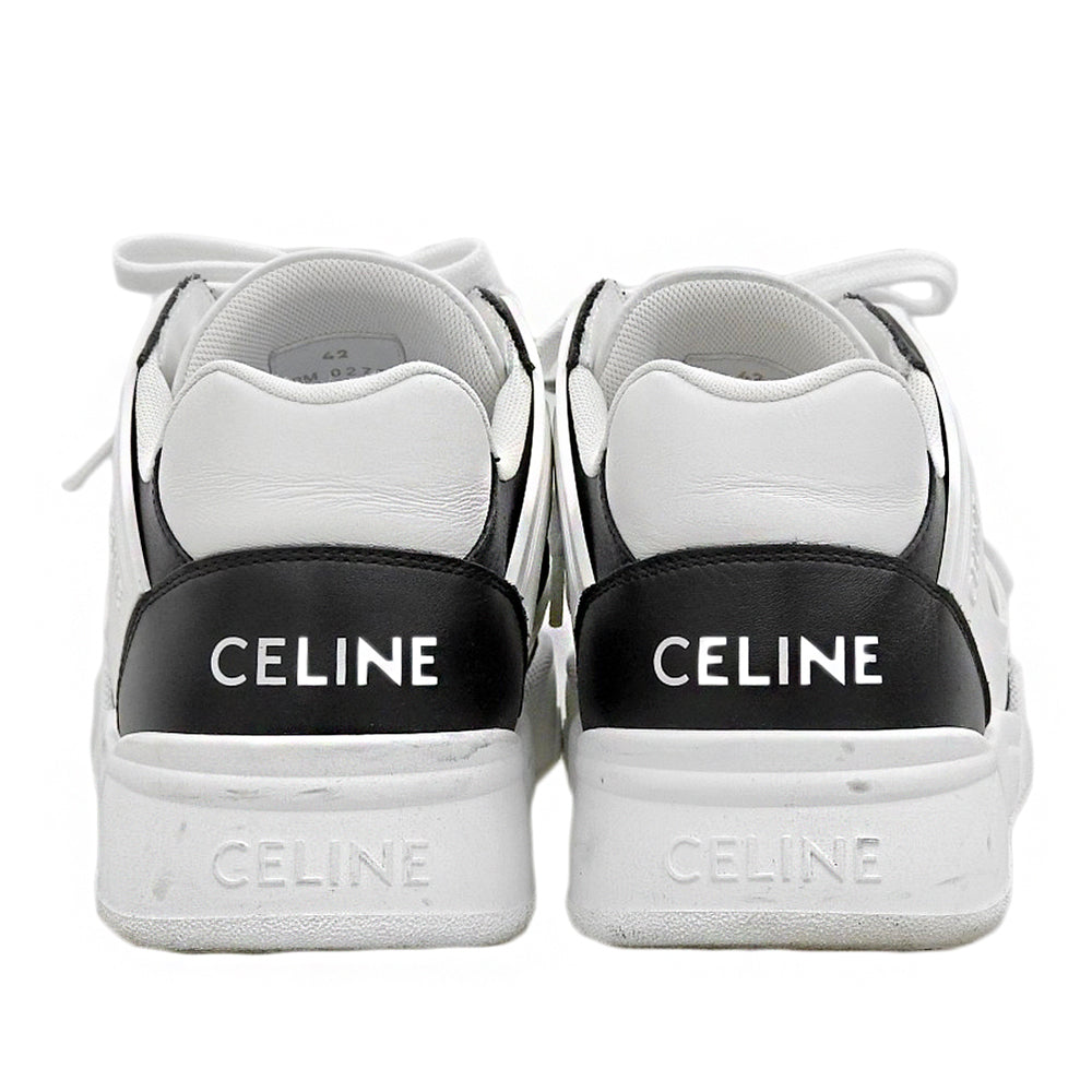 CELINE セリーヌ 美品 レースアップ ロースニーカー シューズ メンズ ホワイト×ブラック 28.0cm CT-07 23年 シューズ