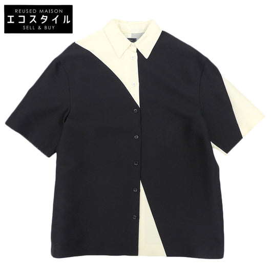 JOSEPH ジョセフ ウールシルク アニメーション シャツ トップス レディース ブラック×アイボリー 38 BLJRIZ0101 トップス