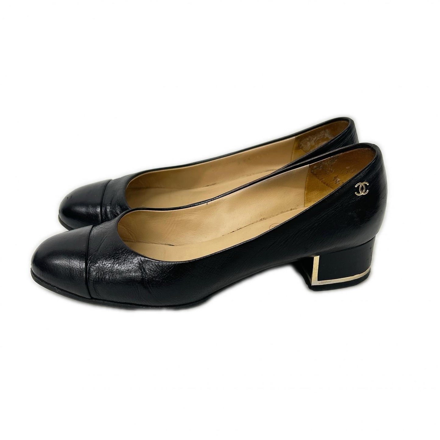 CHANEL シャネル G31659 ココマーク レザー チャンキーヒール パンプス シューズ