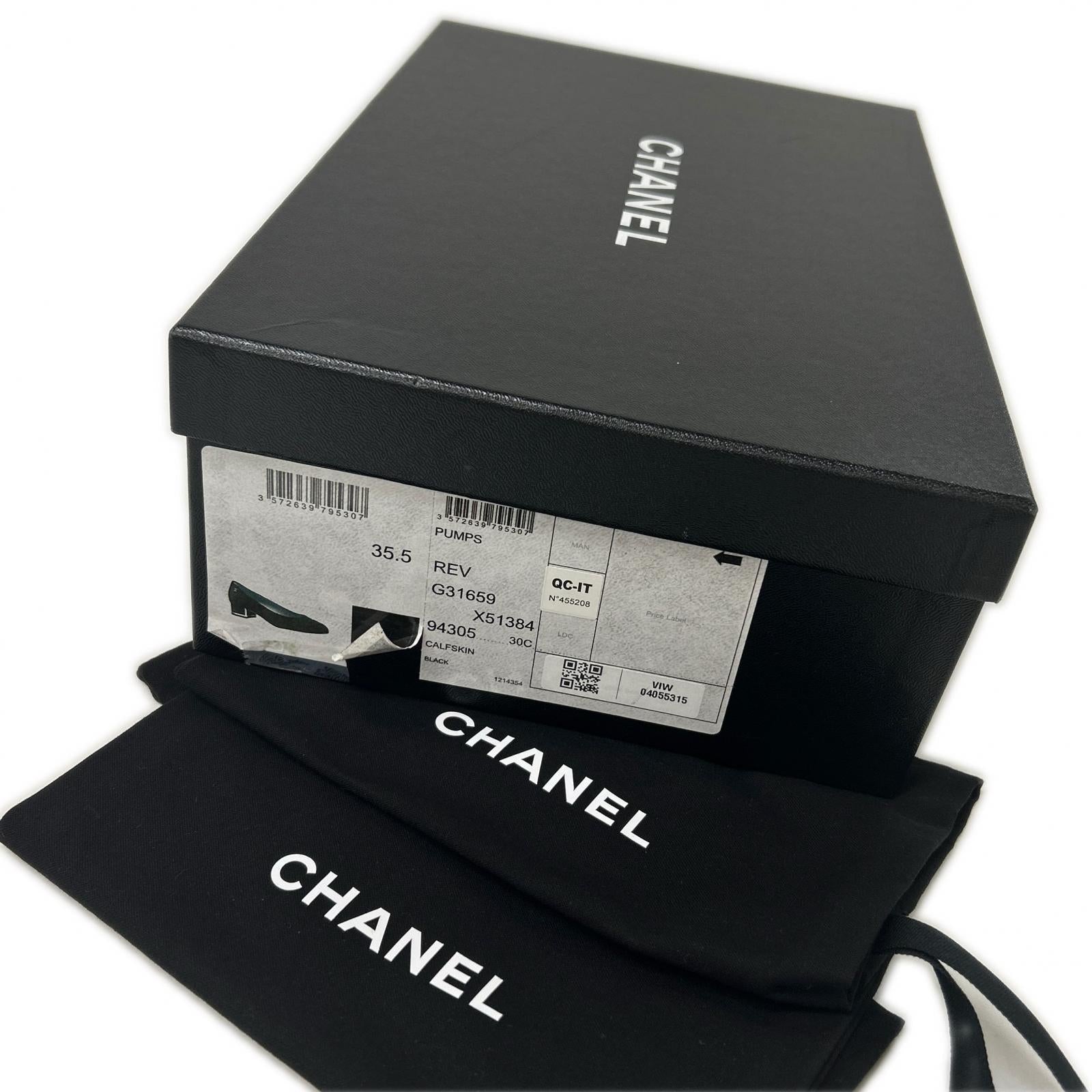 CHANEL シャネル G31659 ココマーク レザー チャンキーヒール パンプス シューズ