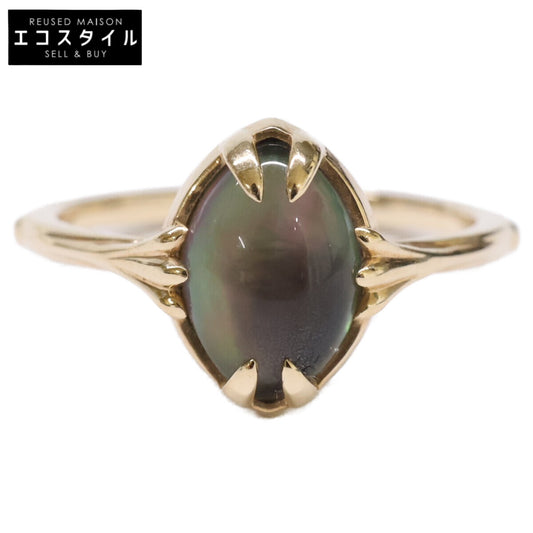 agete アガット 【美品】10243111284 K10 シェル 黒蝶貝 クオーツリング リング 指輪
