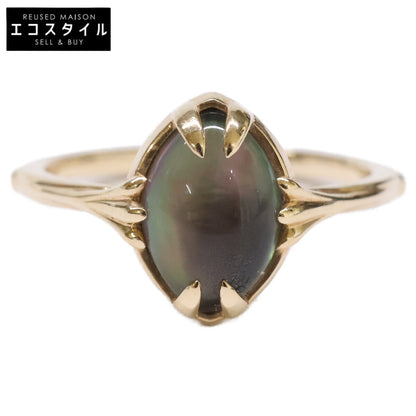 agete アガット 【美品】10243111284 K10 シェル 黒蝶貝 クオーツリング リング 指輪